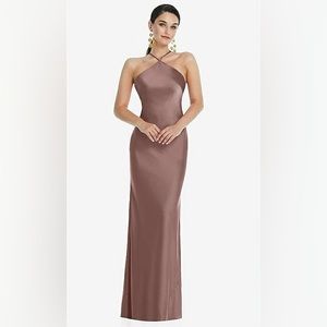 Dessy DIAMOND HALTER BIAS MAXI SLIP DRESS